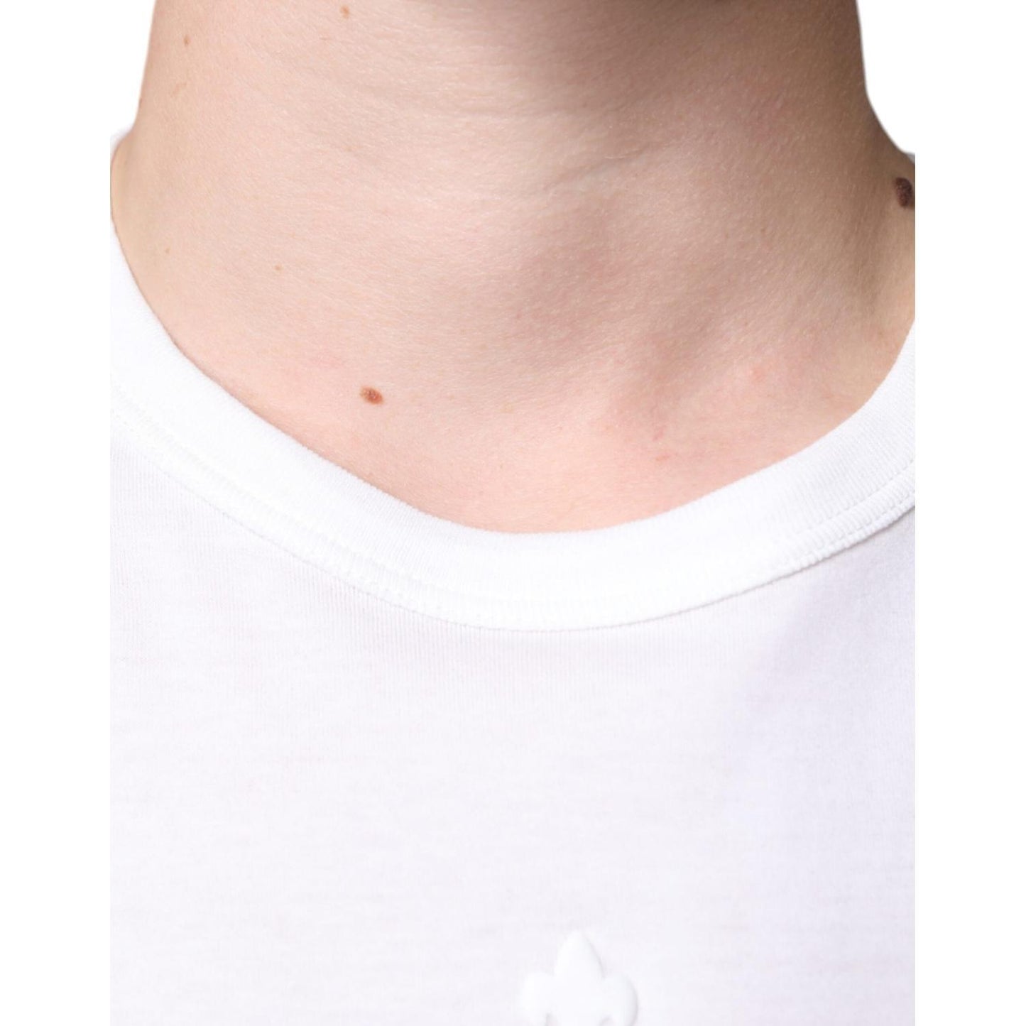 Dolce & Gabbana White Logo Embossed Cotton Crewneck T-shirt