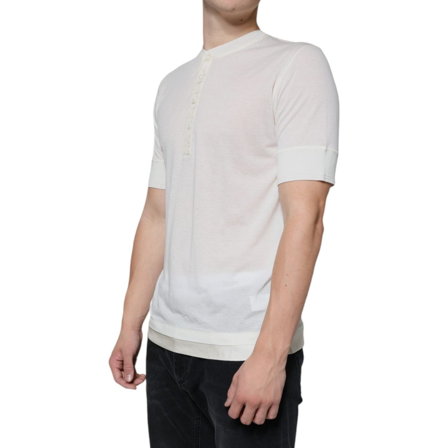 Dolce & Gabbana Off White Cotton Short Sleeves T-shirt TSH86676-44