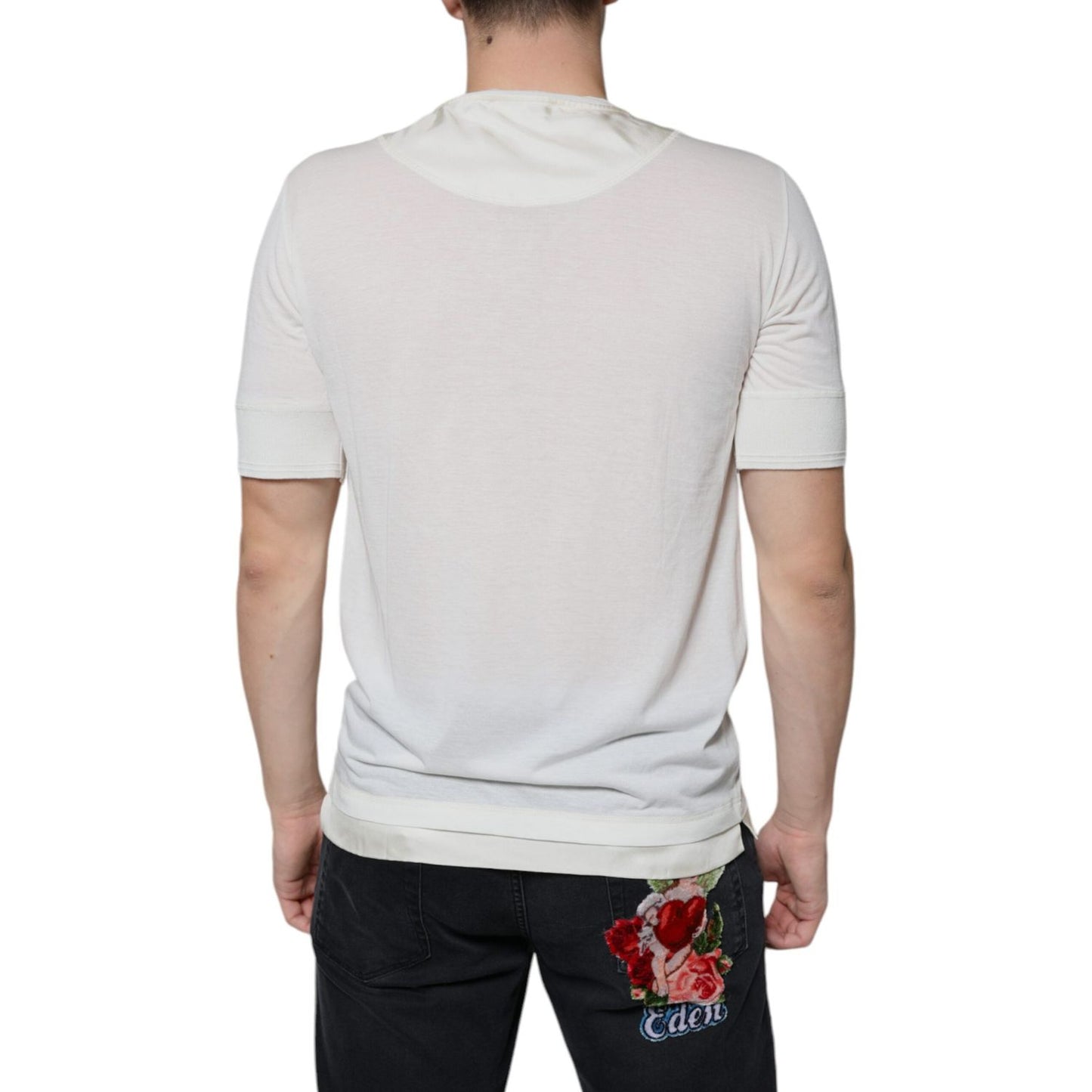 Dolce & Gabbana Off White Cotton Short Sleeves T-shirt TSH86676-44