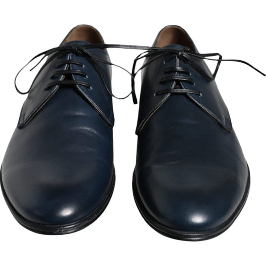 Dolce & Gabbana Navy Blue Leather Derby Dress Formal Shoes MV3941-42
