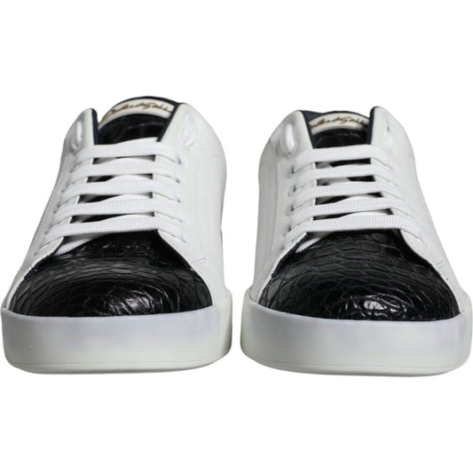 Dolce & Gabbana Black Leather Logo Portofino Sneaker Shoes MV5382-39