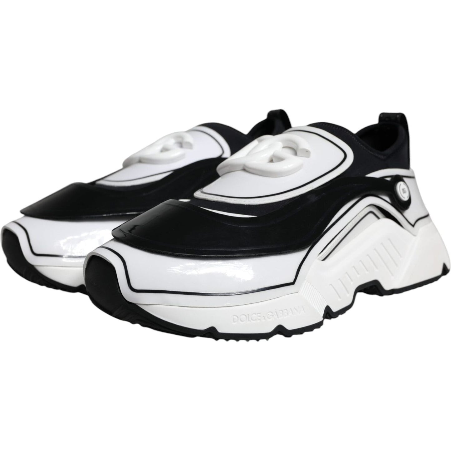 Dolce & Gabbana White Black Logo Plaque Daymaster Sneakers Shoes MV6130-39