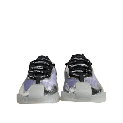 Dolce & Gabbana Silver Black Nylon NS1 Low Top Sneakers Shoes