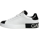 Dolce & Gabbana Black Leather Logo Portofino Sneaker Shoes MV6160-40