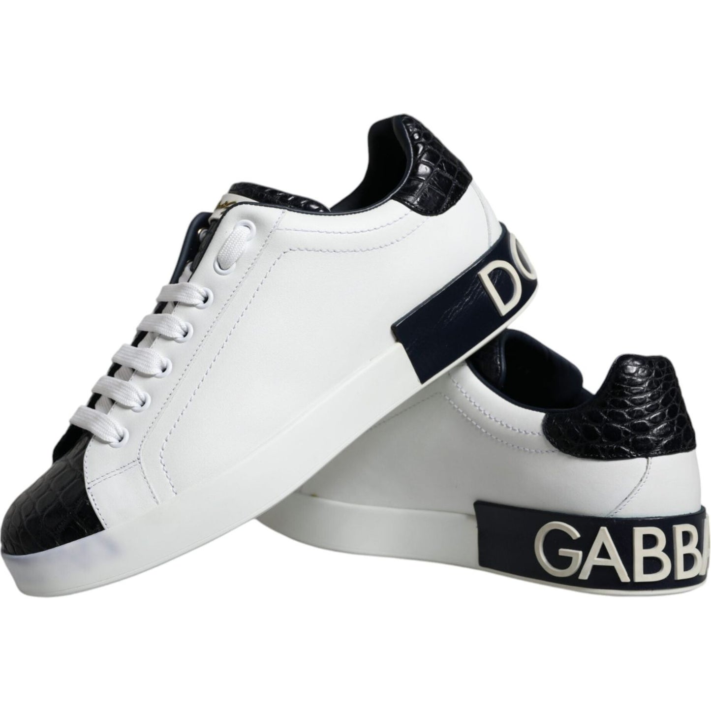 Dolce & Gabbana White Leather Logo Portofino Sneaker Shoes MV6209-40.5
