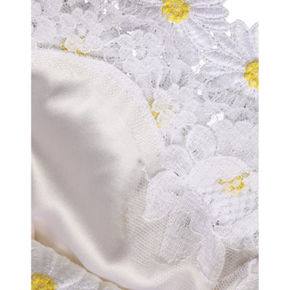 Dolce & Gabbana White Daisy Macrame Lace Sheath Midi Dress