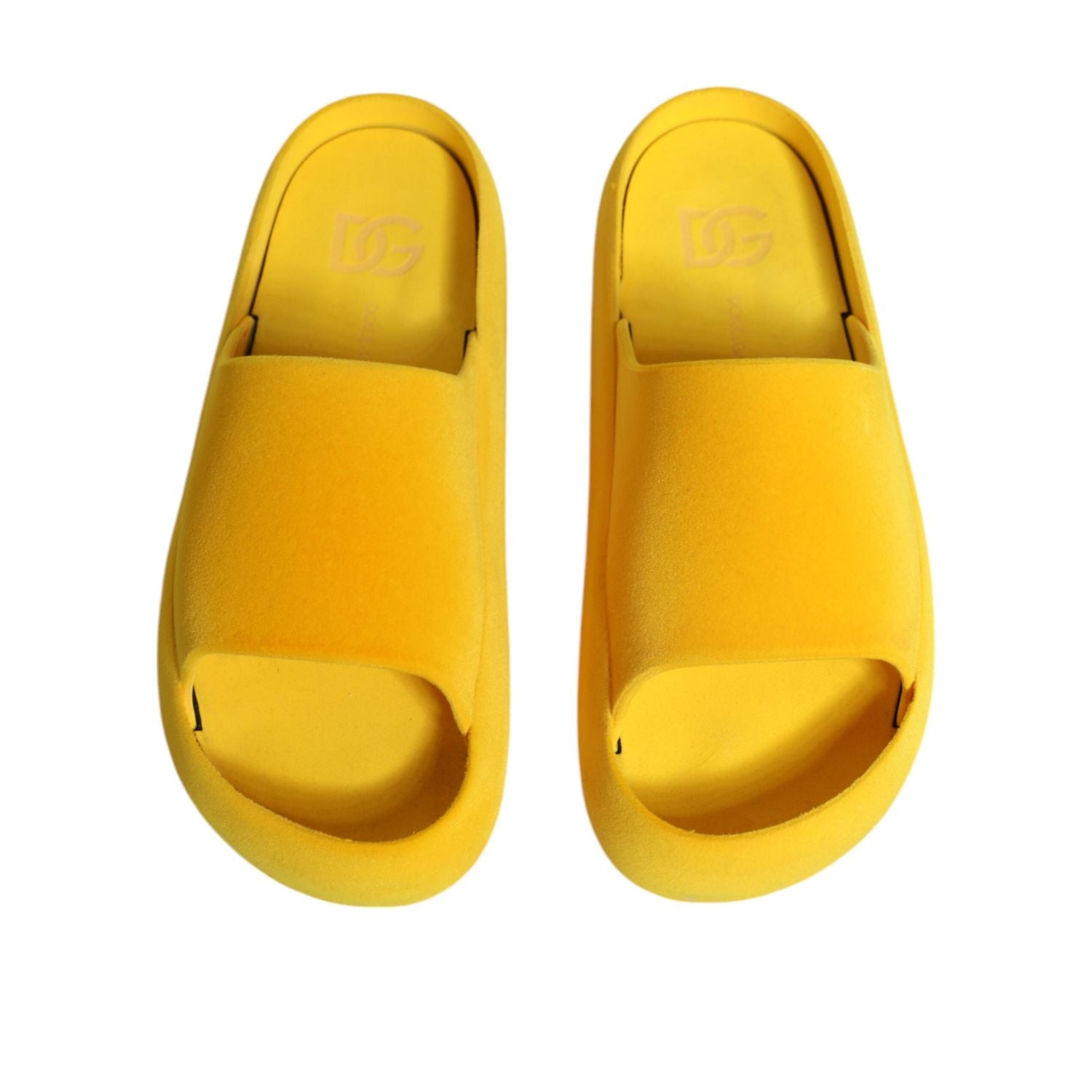 Dolce & Gabbana Yellow Rubber Slides Sandals Beachwear Shoes