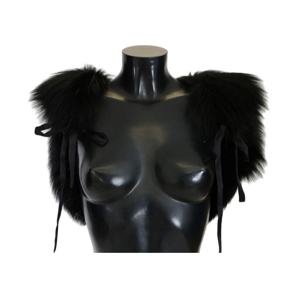 وشاح أنيق من فرو الثعلب الفضي الأسود من دولتشي آند غابانا