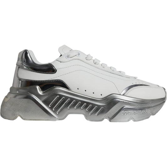 Dolce & Gabbana Silver White Daymaster Low Top Sneakers Shoes LA11824-38