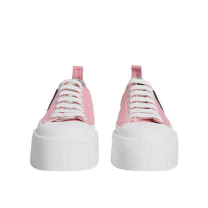 Dolce & Gabbana Pink White Canvas Logo Low Top Sneakers Shoes
