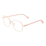 Polaroid Gold Women Glasses Frame with eco metal full-rim square design, 52-18-145 size, demo lenses included.