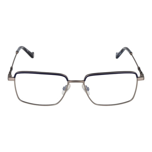 Hackett Blue Men Glasses Frame, rectangle full-rim metal in blue, demo plastic lenses, size 53-16-145, with branded case included.