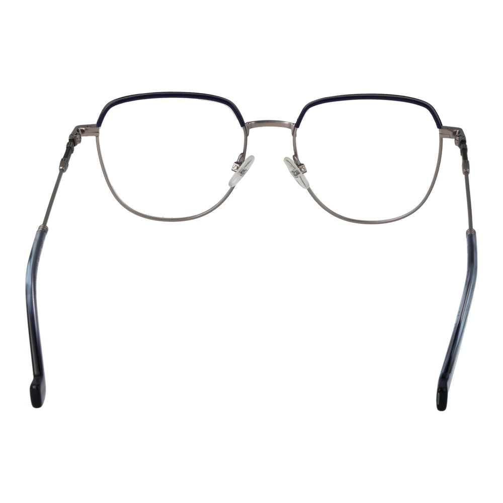 Front view of Hackett Gray Men Glasses Frame in gunmetal with round full-rim metal frame and demo lenses.