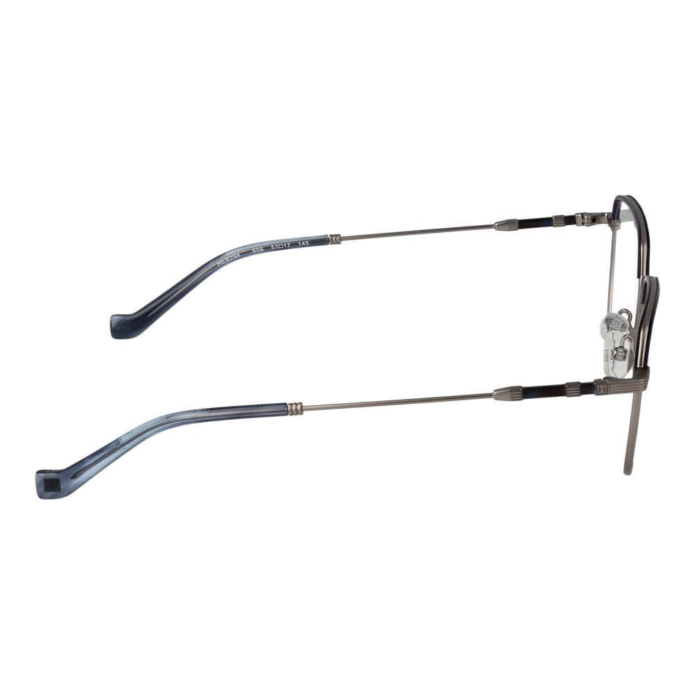 Hackett Gray Men Glasses Frame in gunmetal, full-rim style with metal frame. Round design for men, includes branded case.