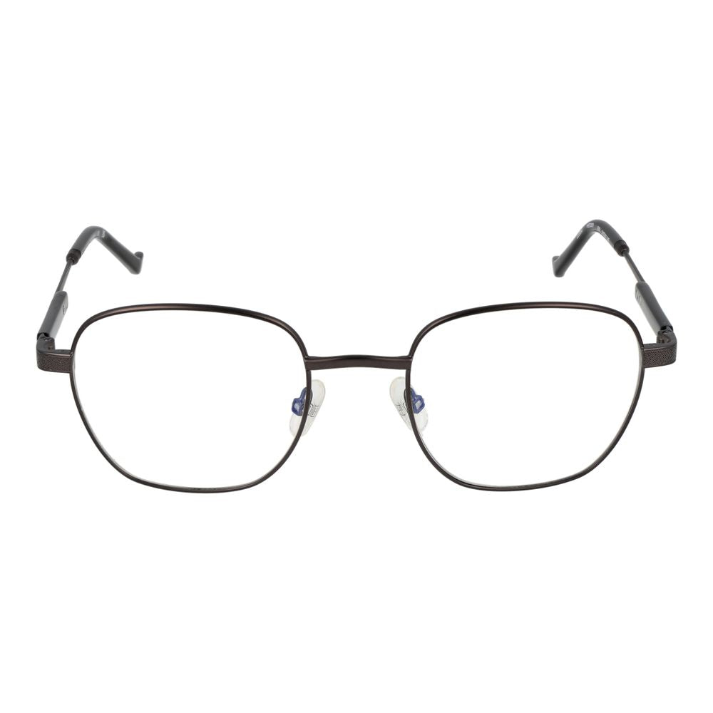 Hackett Gray Men Glasses Frame, full-rim square metal design, gunmetal color, lenses width 51mm, includes branded case.