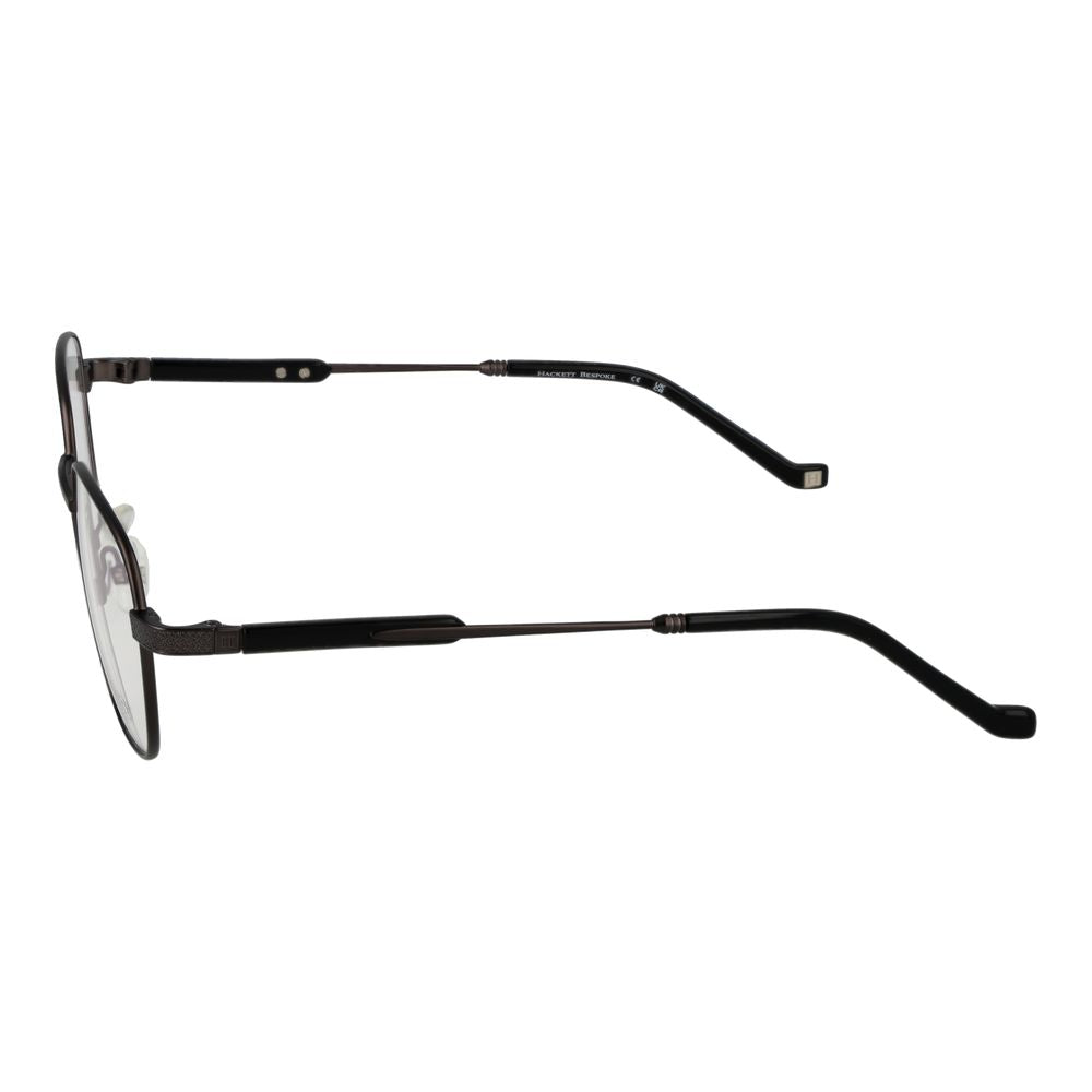 Side view of Hackett Gray Men Glasses Frame in gunmetal, full-rim metal design with demo plastic lenses, no spring hinge.