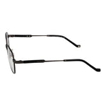 Side view of Hackett Gray Men Glasses Frame in gunmetal, full-rim metal design with demo plastic lenses, no spring hinge.