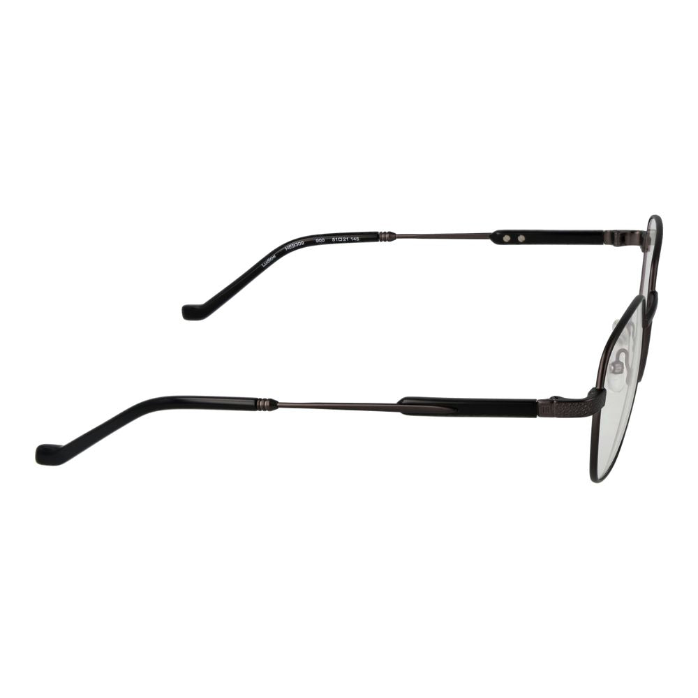 Side view of Hackett Gray Men Glasses Frame in gunmetal, full-rim square style with metal frame and demo lenses. Size 51-21-145, temples 145mm.
