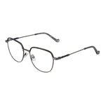 Hackett Gray Men Glasses Frame in gunmetal with full-rim metal design and demo lenses, style round, size 51-17-140.