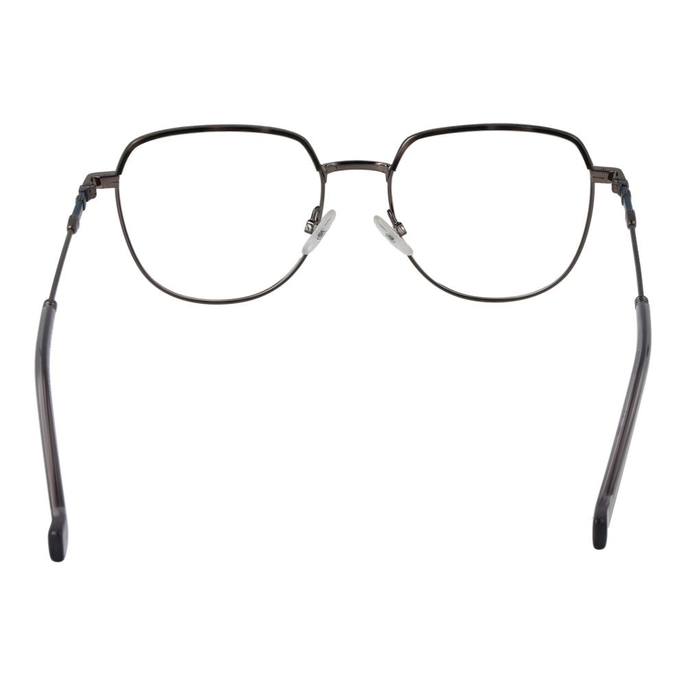Hackett Gray Men Glasses Frame, gunmetal full-rim metal frame, round style with demo plastic lenses, size 51-17-140, includes branded case.