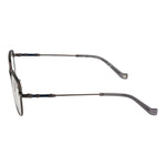 Side view of Hackett Gray Men Glasses Frame in gunmetal with full-rim metal design and round lenses, includes branded case.