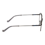 Hackett Gray Men Glasses Frame in gunmetal, metal full-rim with plastic demo lenses, size 51-17-140, includes branded case.