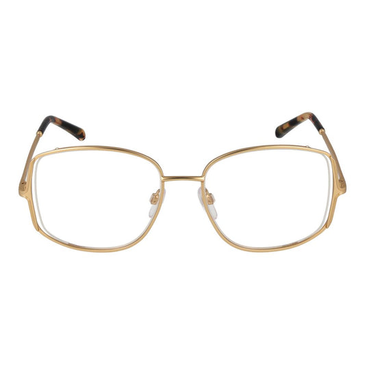 Maje Gold Women Glasses Frame, stainless steel full-rim with square style and demo lenses, includes branded case.