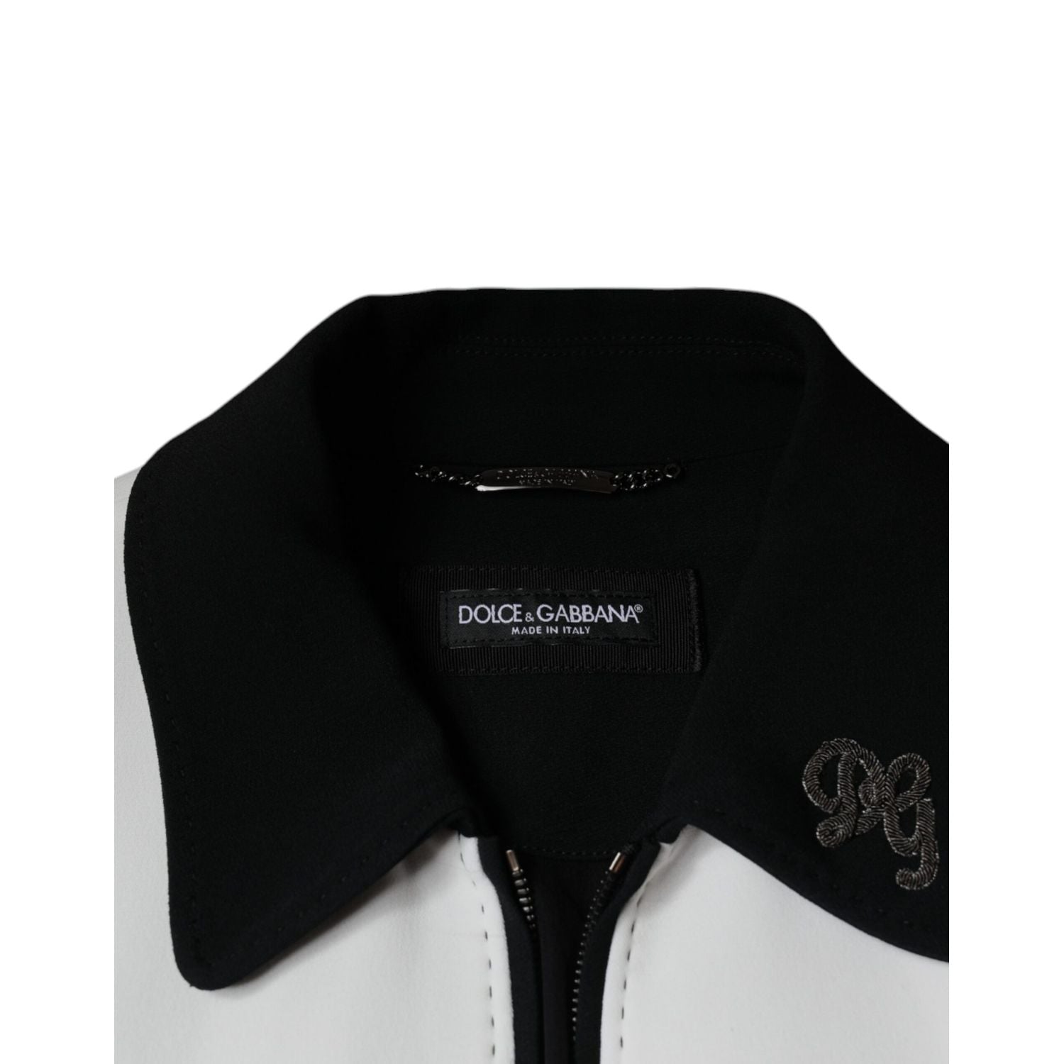 Dolce & Gabbana Black White DG Crown Full Zip Blouson Jacket