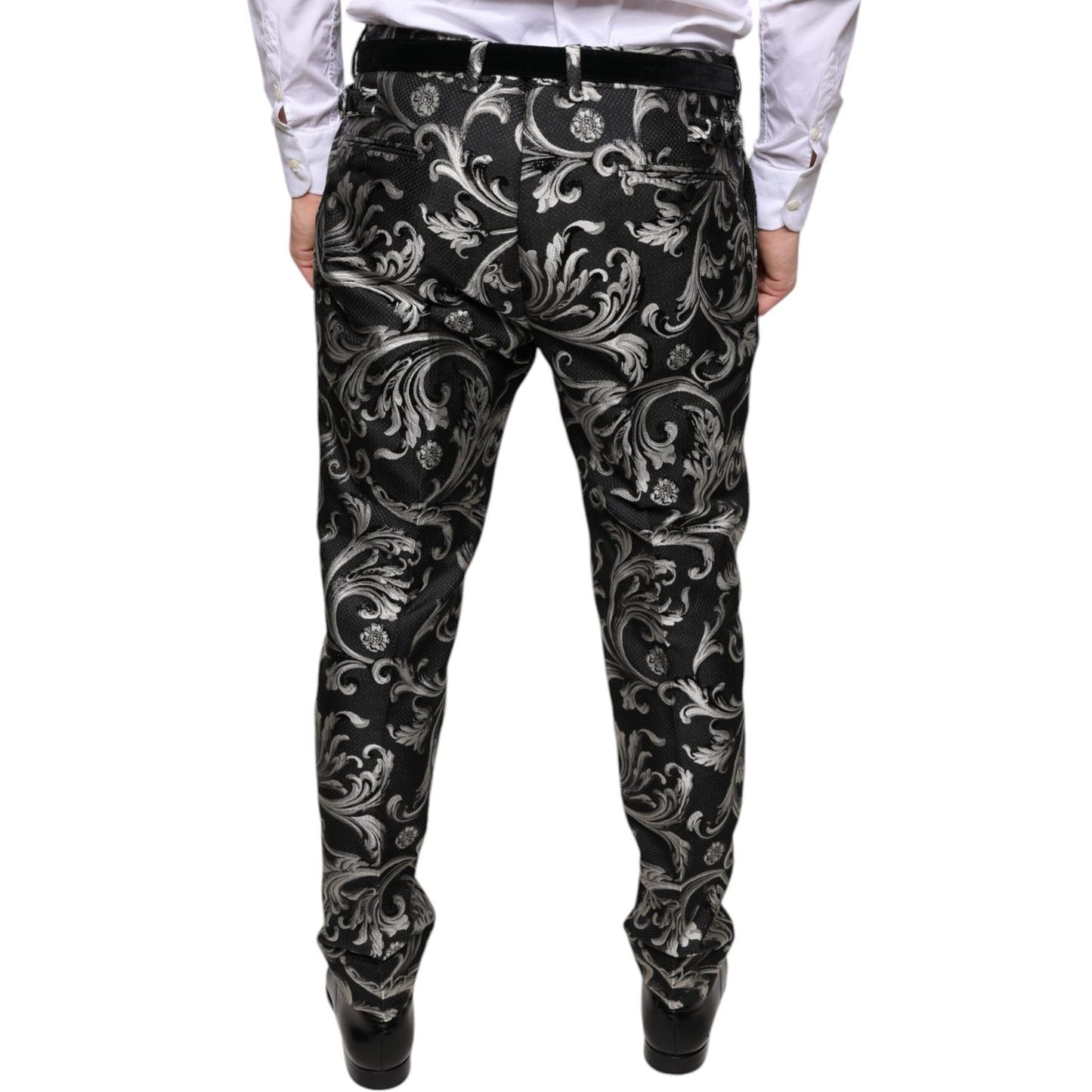 Dolce & Gabbana Black Jacquard Skinny Dress Pants