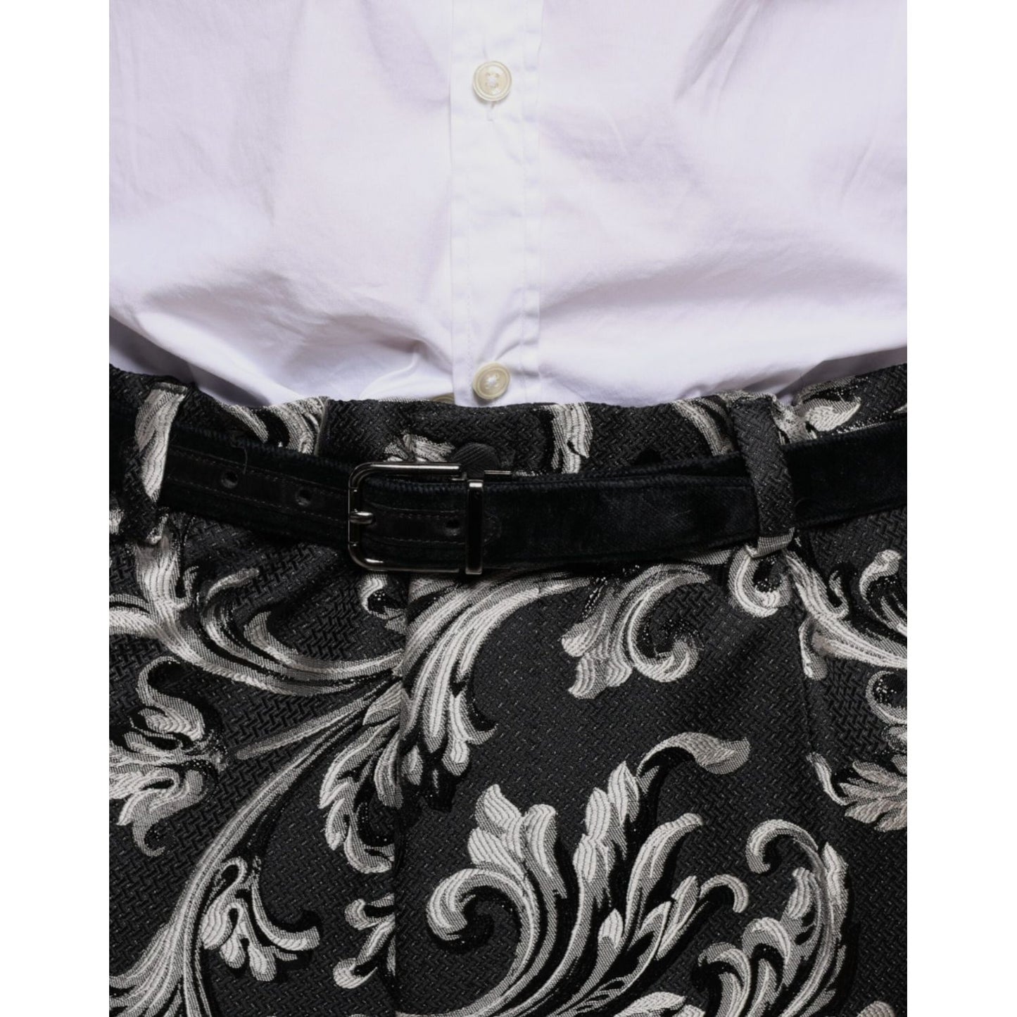 Dolce & Gabbana Black Jacquard Skinny Dress Pants