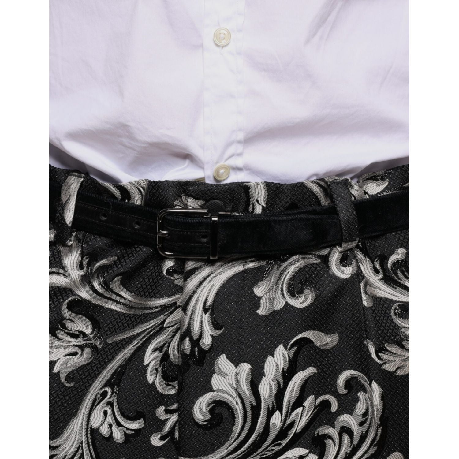 Dolce & Gabbana Black Jacquard Skinny Dress Pants