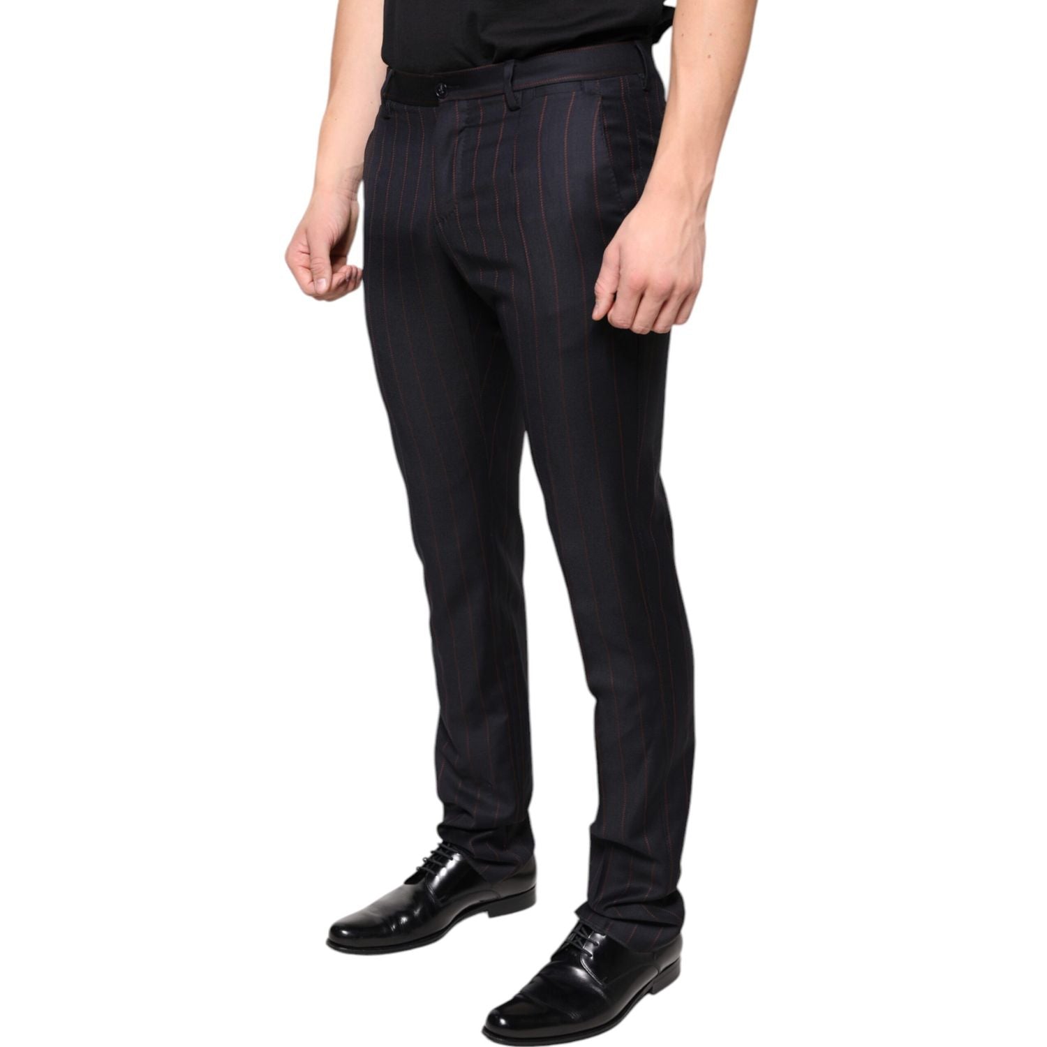 Dolce & Gabbana Black Stripes Skinny Men Dress Pants