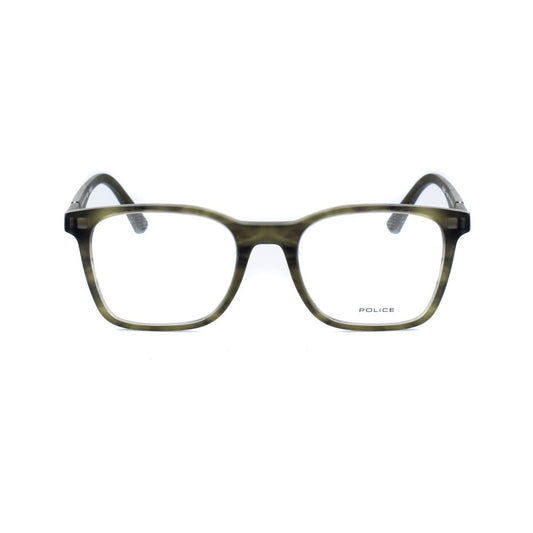 Police Green Plastic Frames, VPLD99-51B6AD glasses with 51/19/145 mm dimensions, green color and plastic material for men.