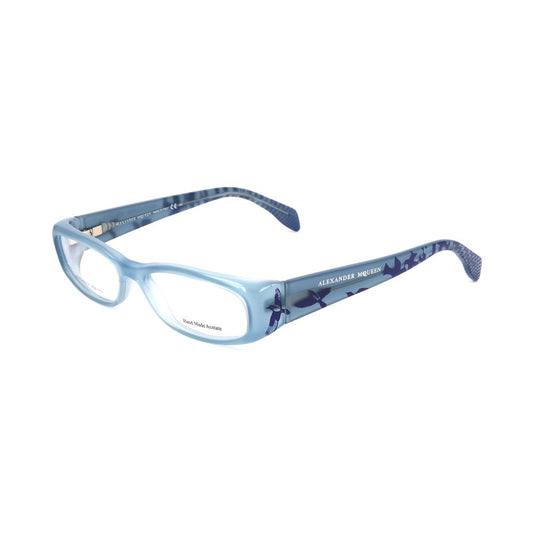 Alexander McQueen Blue Acetate Frames with 53/15/135mm dimensions for women, featuring chic design and stylish blue color.