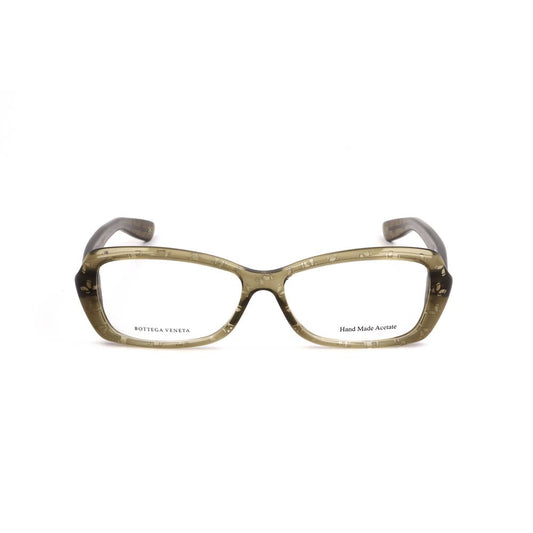 Bottega Veneta Green Acetate Frames close-up view, handcrafted design for women with 52/14/140mm measures.
