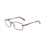Dsquared² Brown Metal Frames, model DQ5025-045-51 with clear lenses and brown metal frame, side view showcasing temple arm design.