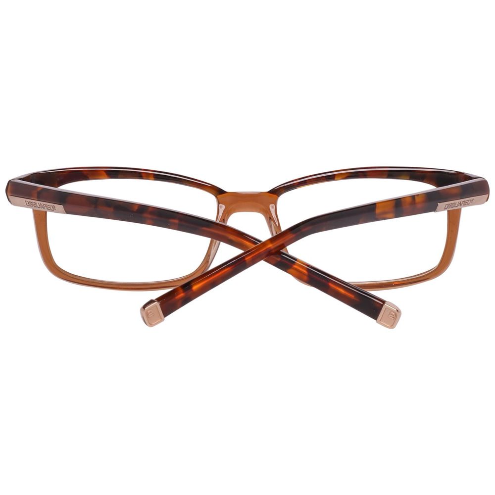 Dsquared² Brown Plastic Frames DQ5034 with 53/17/140 mm specs, featuring stylish tortoiseshell design, ideal for men.