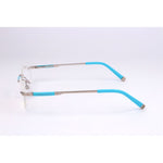 Side profile of Dsquared² Silver Metal Frames showing blue temple tips and sleek design, made of metal. Model: DQ5044-016-54.
