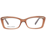 Dsquared² Brown Plastic Frames front view with clear lenses and temple detail, model DQ5109-047-54, size 54/16/135 mm.