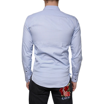 Dolce & Gabbana Light Blue Cotton Men Dress Formal Shirt