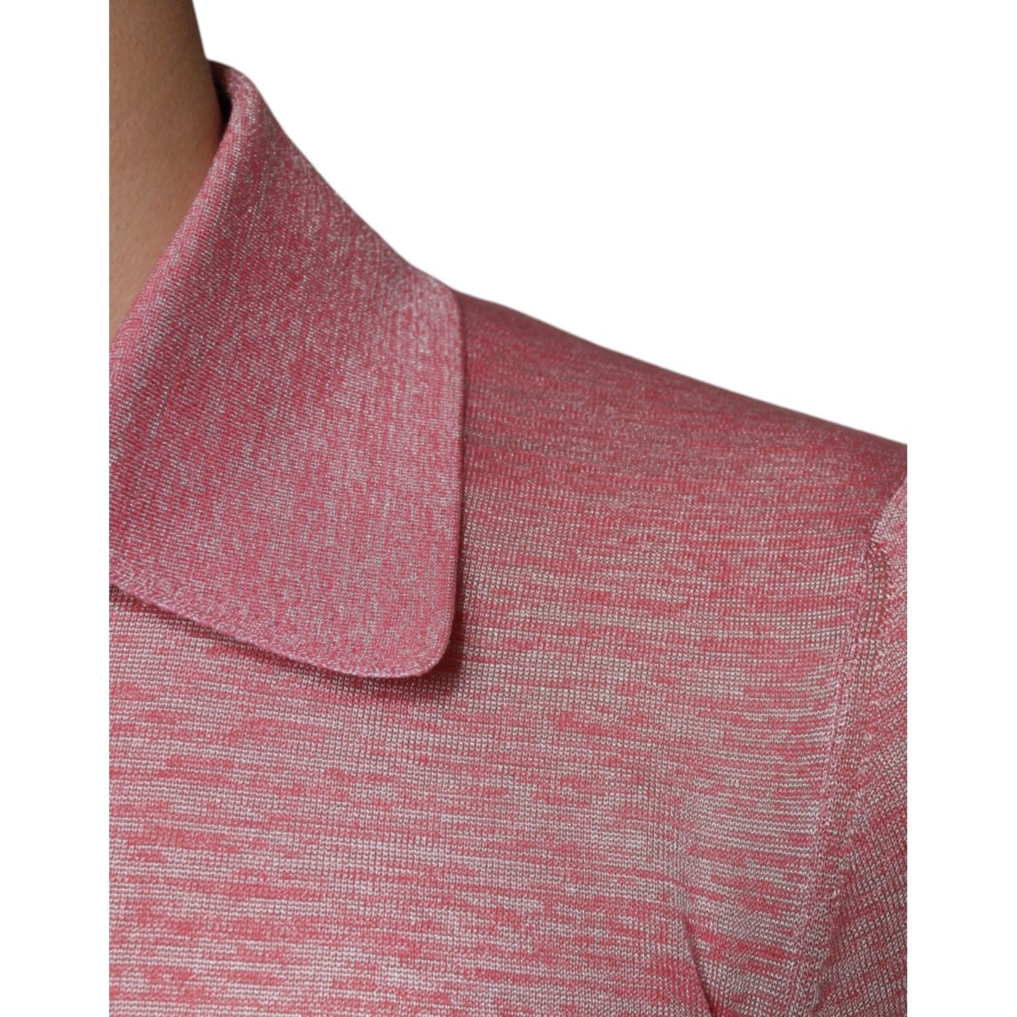 Dolce & Gabbana Pink Polyester Long Sleeve Men Polo T-shirt