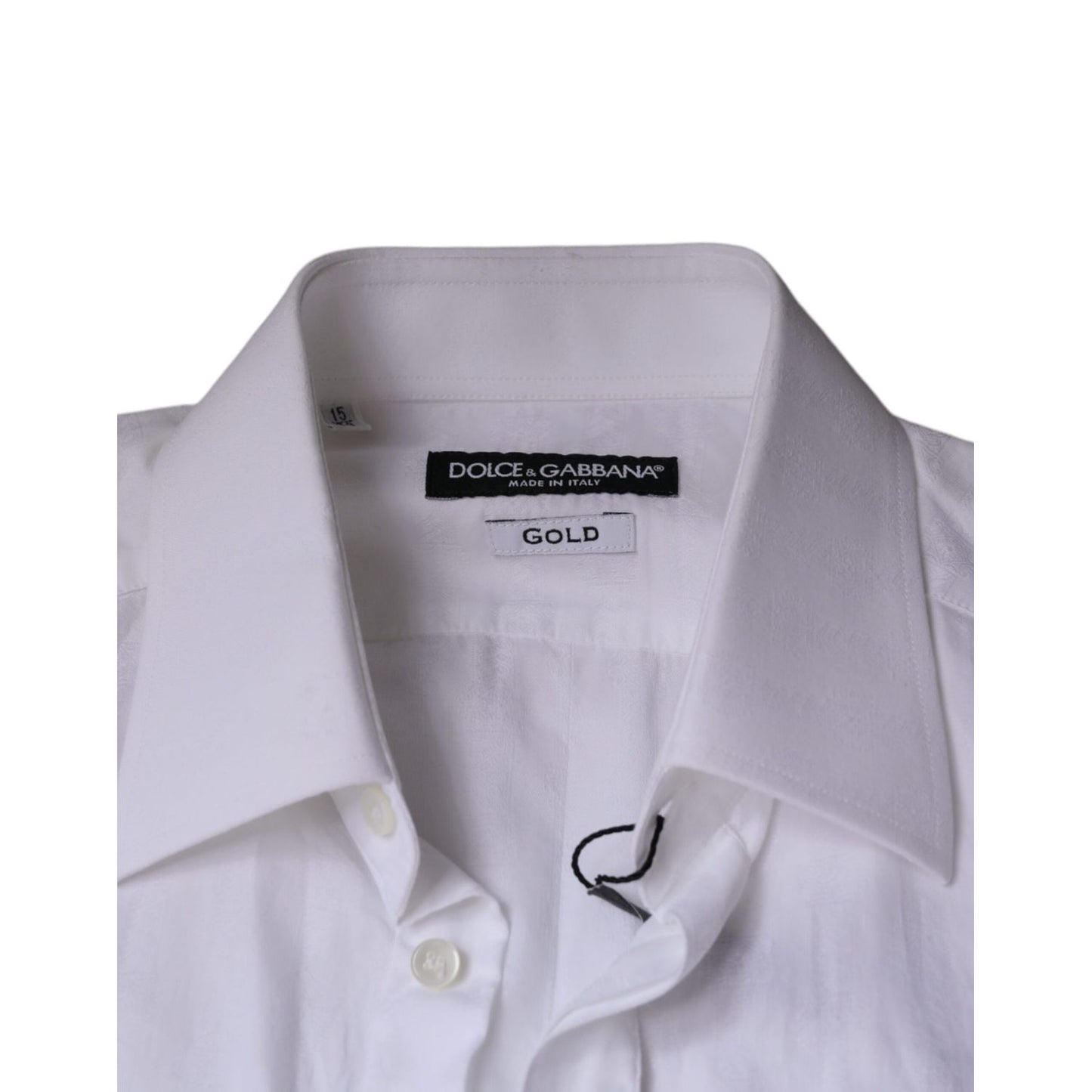Dolce & Gabbana White Cotton Men Dress GOLD Formal Shirt