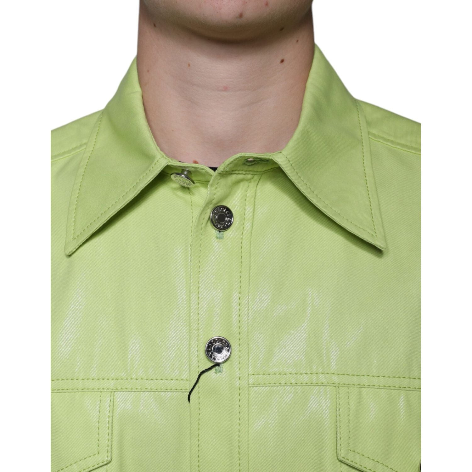 Dolce & Gabbana Green Cotton Collared Men Button Down Shirt