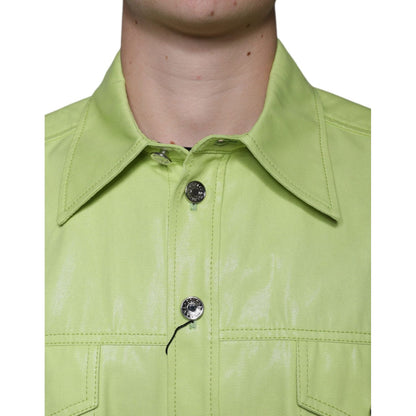 Dolce & Gabbana Green Cotton Collared Men Button Down Shirt
