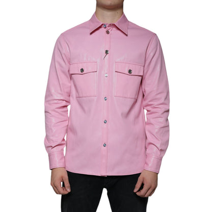 Dolce & Gabbana Pink Cotton Collared Button Down Shirt