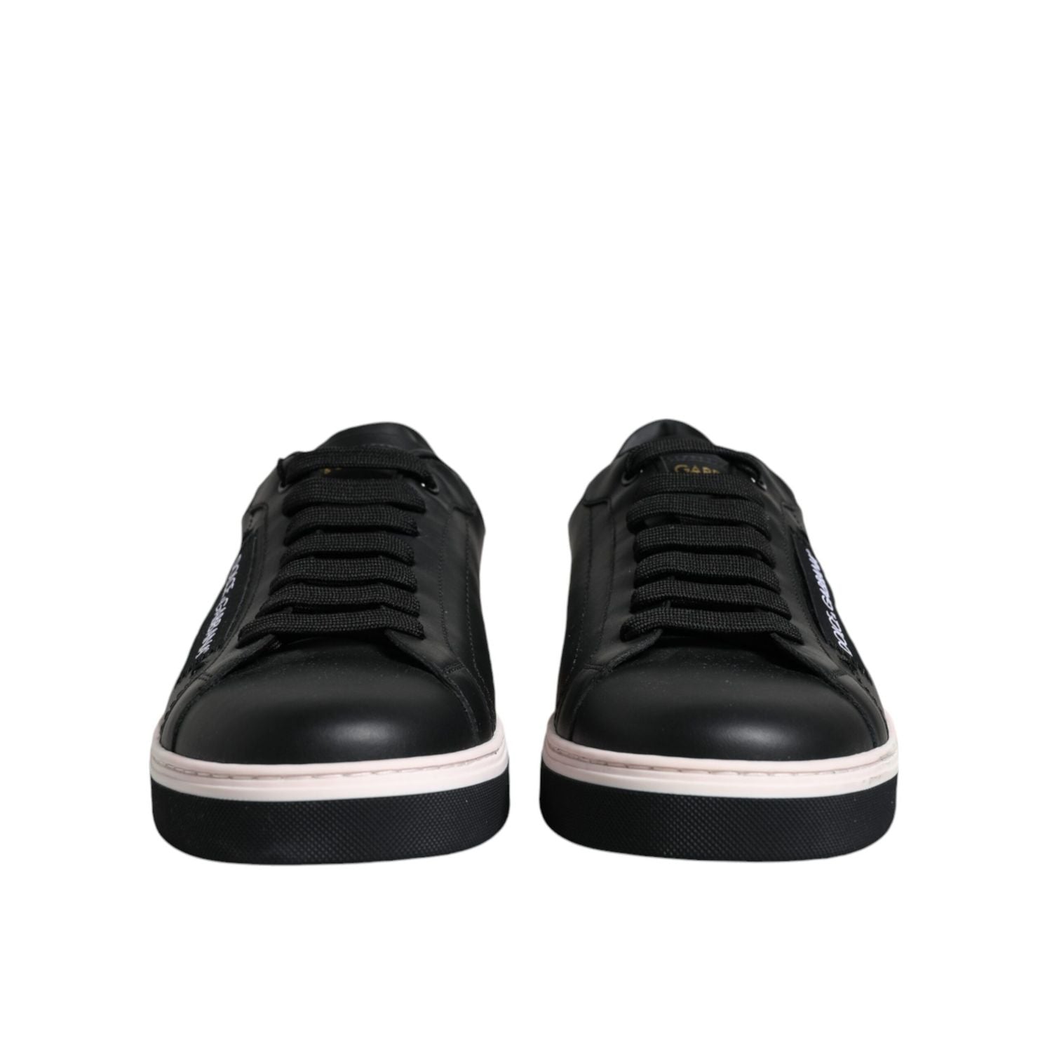 Dolce & Gabbana Black Leather Low Top Men Sneakers Shoes