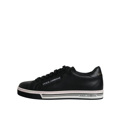 Dolce & Gabbana Black Leather Low Top Men Sneakers Shoes