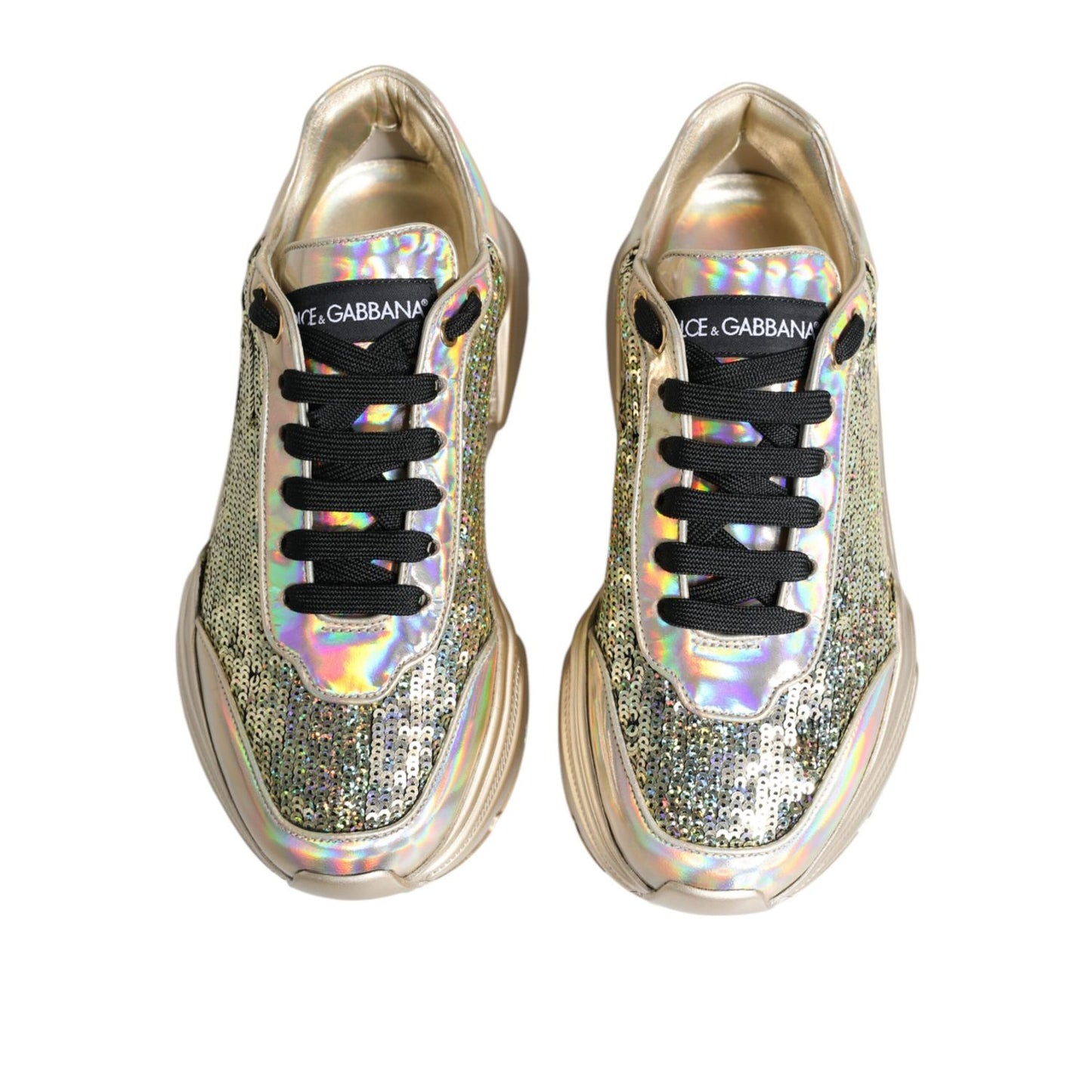 Dolce & Gabbana Gold Sequin Iridiscent Daymaster Sneakers Shoes