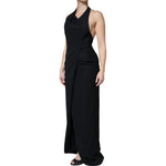 Emporio Armani Black Sleeveless Halter Sheath Long Gown Dress DR81473-40