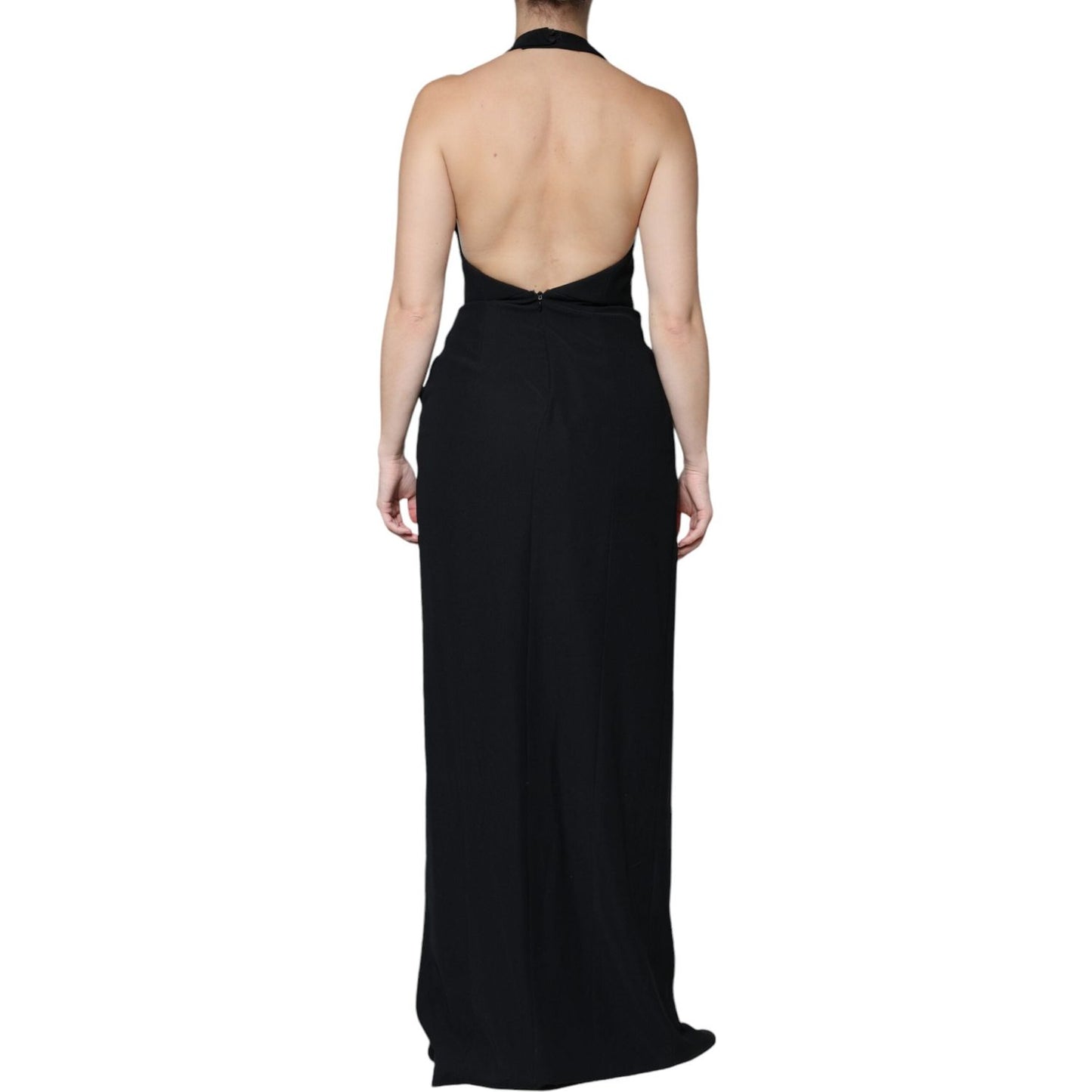 Emporio Armani Black Sleeveless Halter Sheath Long Gown Dress DR81473-40